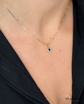 Złota zawieszka DIAMENT 585 okrągła szafir, diamenty P 330SAP Y 💎 Złota okrągła zawieszka wykonana z najwyższej jakości złota próby 585 (4).JPG
